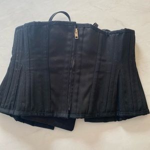 24” Zip-Up Waspie Corset, Black Waspie Corset, Cotton Corset, Corset Story